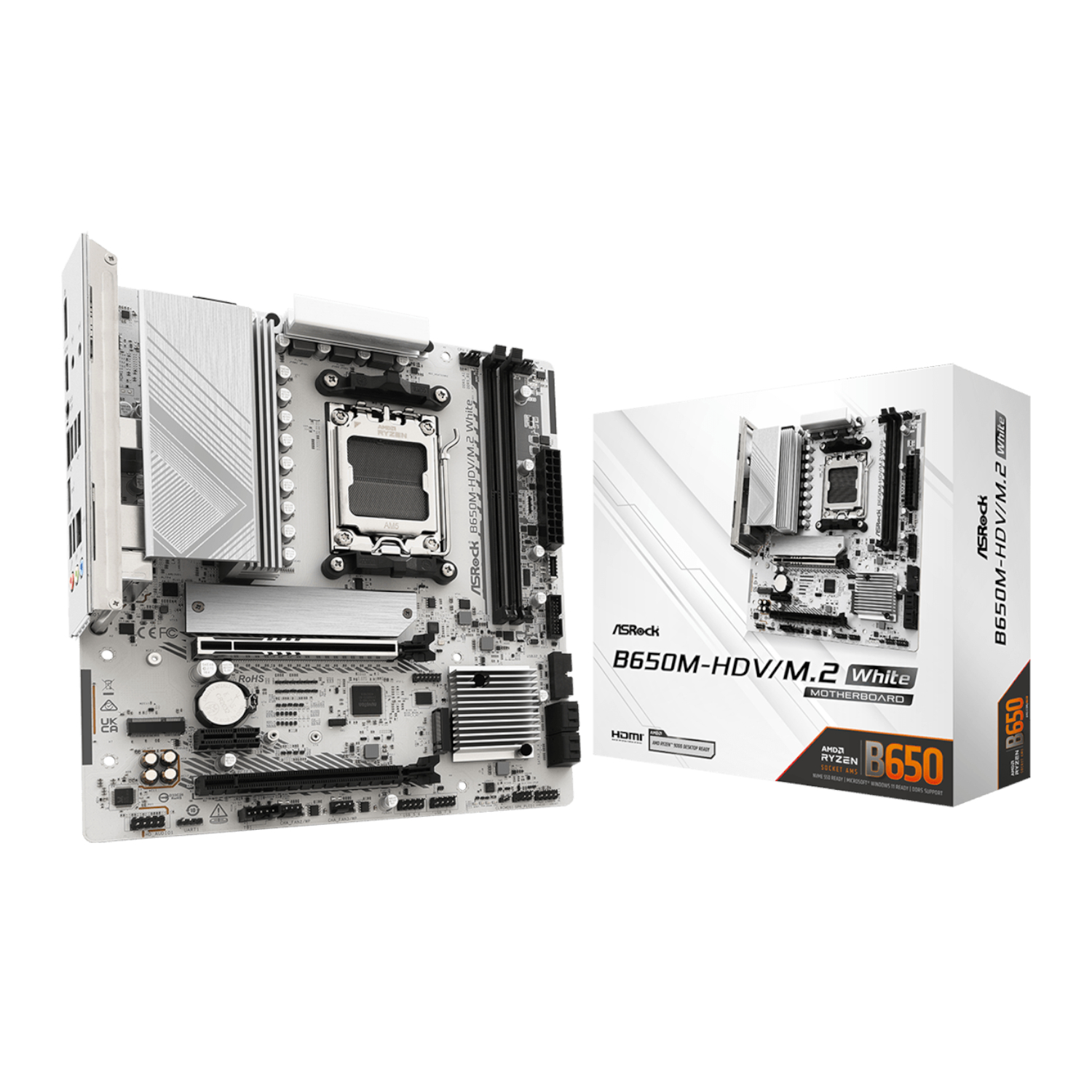 ASRock B650M-HDV/M.2 AM5 Micro-ATX Motherboard - White